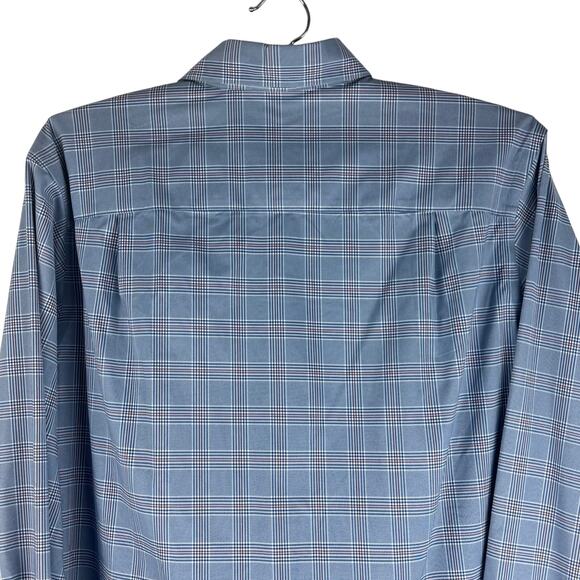 DAVID DONAHUE FUSION PERFORMANCE PLAID BUTTON UP SHIRT IN BLUE NWT MEN'S 16 M/L - Picture 4 of 14
